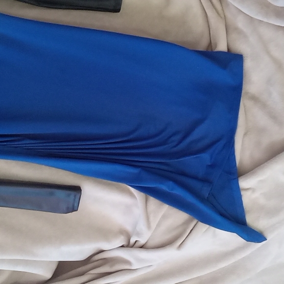 Bebe Addiction Faux black leather sleeves Size S Blue - Picture 2 of 5